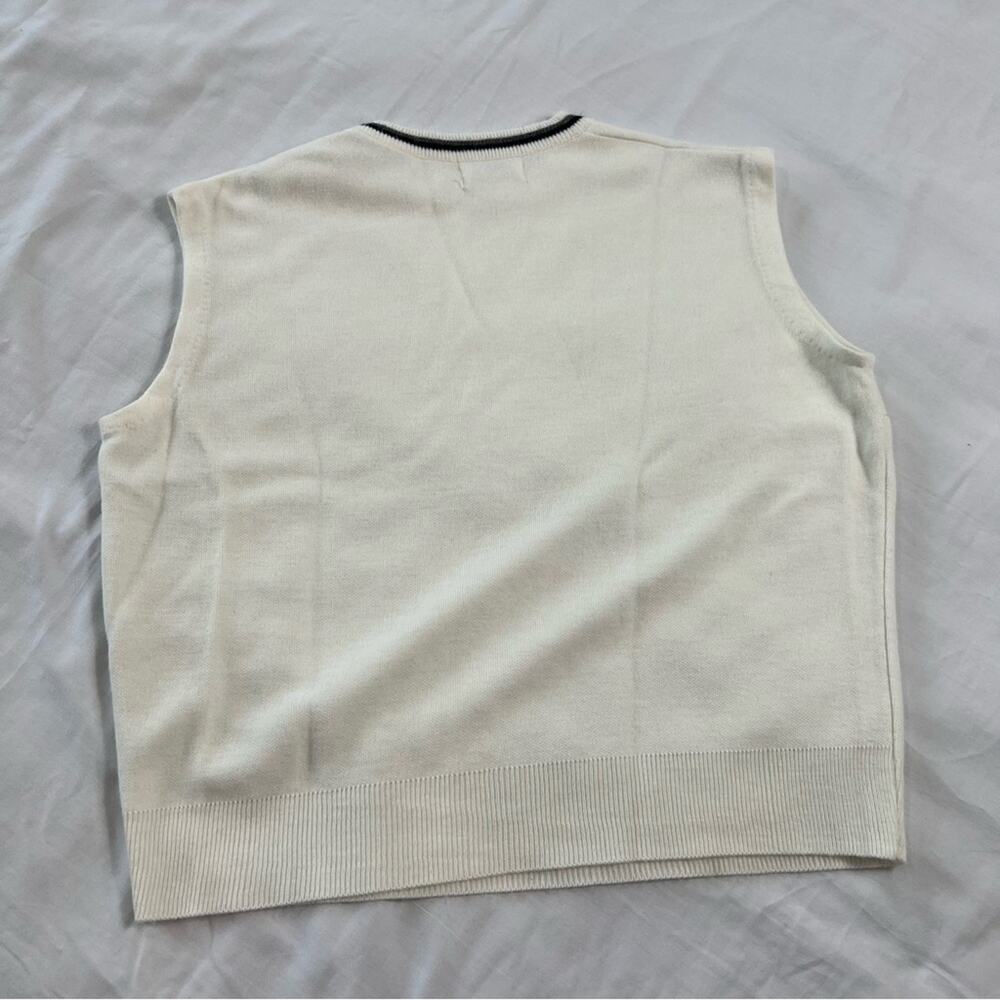 Academia Cottagecore Women's Sweater Vest Crew Neck Cream Soft Goth Granola Girl - Picture 6 of 7